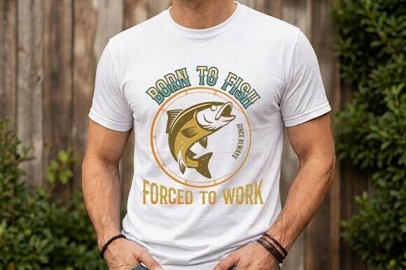 Born to Fish Forced to Work Fishing Tee Graphics Freebies