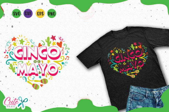 Cinco De Mayo Heart Graphics & T-Shirt Designs