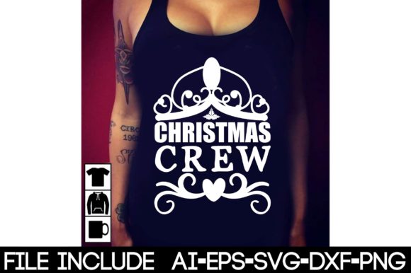 Decorative Christmas Crew Design with Hearts Graphics